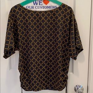 NEW Michael Kors Chain Print Navy Top, Sz XS
